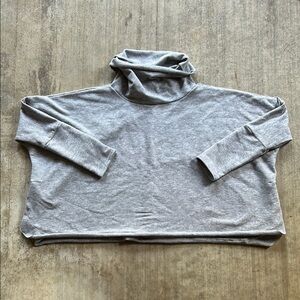 Anthropologie Gray Cropped Drapped Turtleneck Sweatshirt
